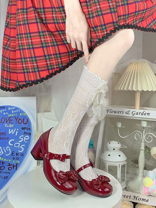 Clearance - Size 34 Bow at Top PU Red Mary Janes Shoes