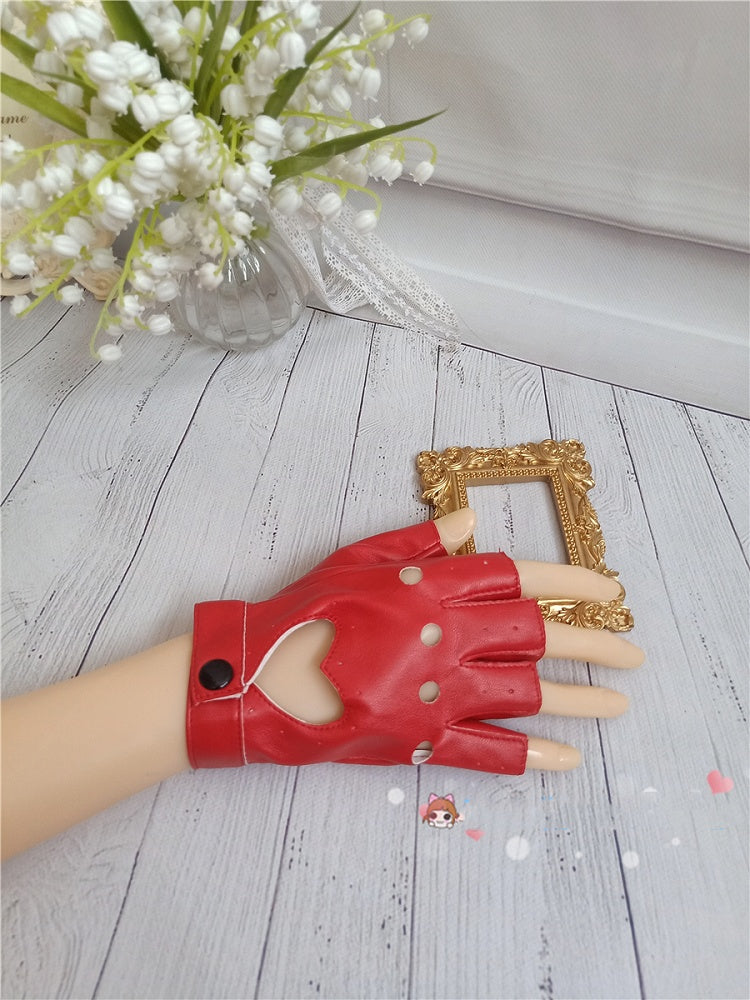 5 Color Options Cutout Detail PU Gloves