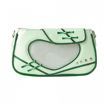 Heart Window Green Qi/Han Style Ita Shoulder Bag Knot Buttons Design