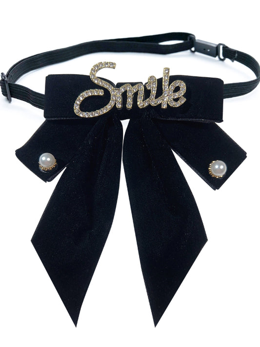 Rhinestone Letters Decorative Bow Tie Black /Wine Red /Dark Green