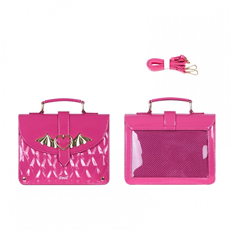 Bat Wings Design Buckle Barbie Pink Ita Shoulder Bag Barbiecore Vibe