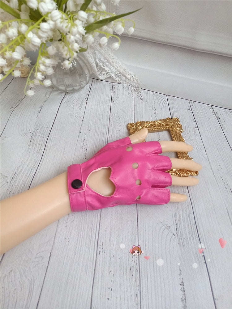 5 Color Options Cutout Detail PU Gloves