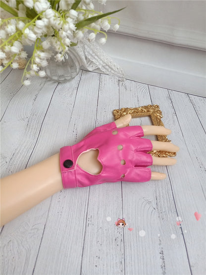5 Color Options Cutout Detail PU Gloves