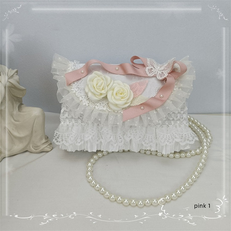 6 Color Options Bow Roses Design Lace Handmade Lolita Crossbody