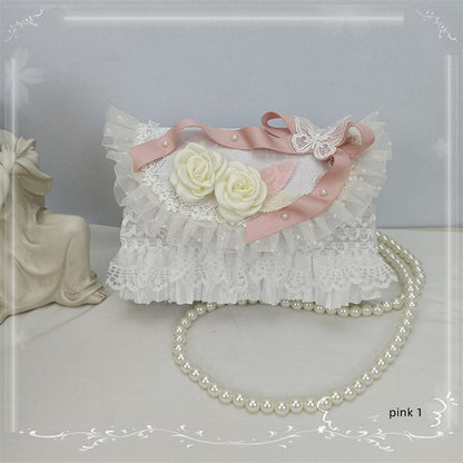6 Color Options Bow Roses Design Lace Handmade Lolita Crossbody