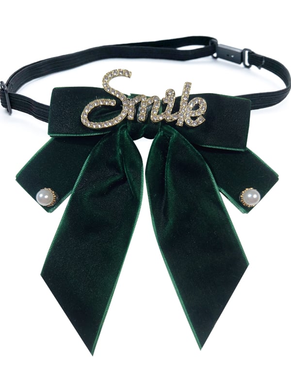 Rhinestone Letters Decorative Bow Tie Black /Wine Red /Dark Green