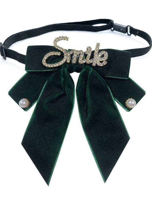 Rhinestone Letters Decorative Bow Tie Black /Wine Red /Dark Green