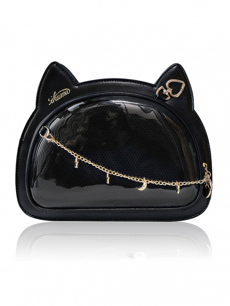 Kitty Head Shaped Ita Shoulder Bag Black / Green / White /Silver White
