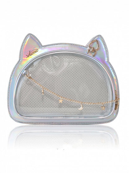 Kitty Head Shaped Ita Shoulder Bag Black / Green / White /Silver White