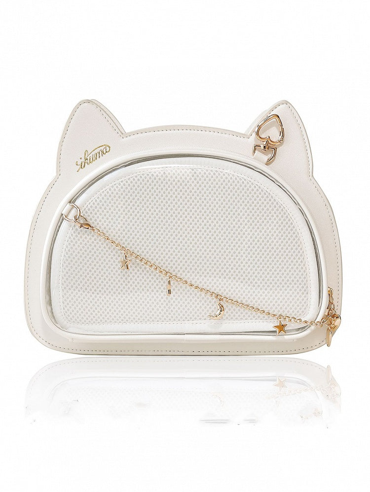 Kitty Head Shaped Ita Shoulder Bag Black / Green / White /Silver White