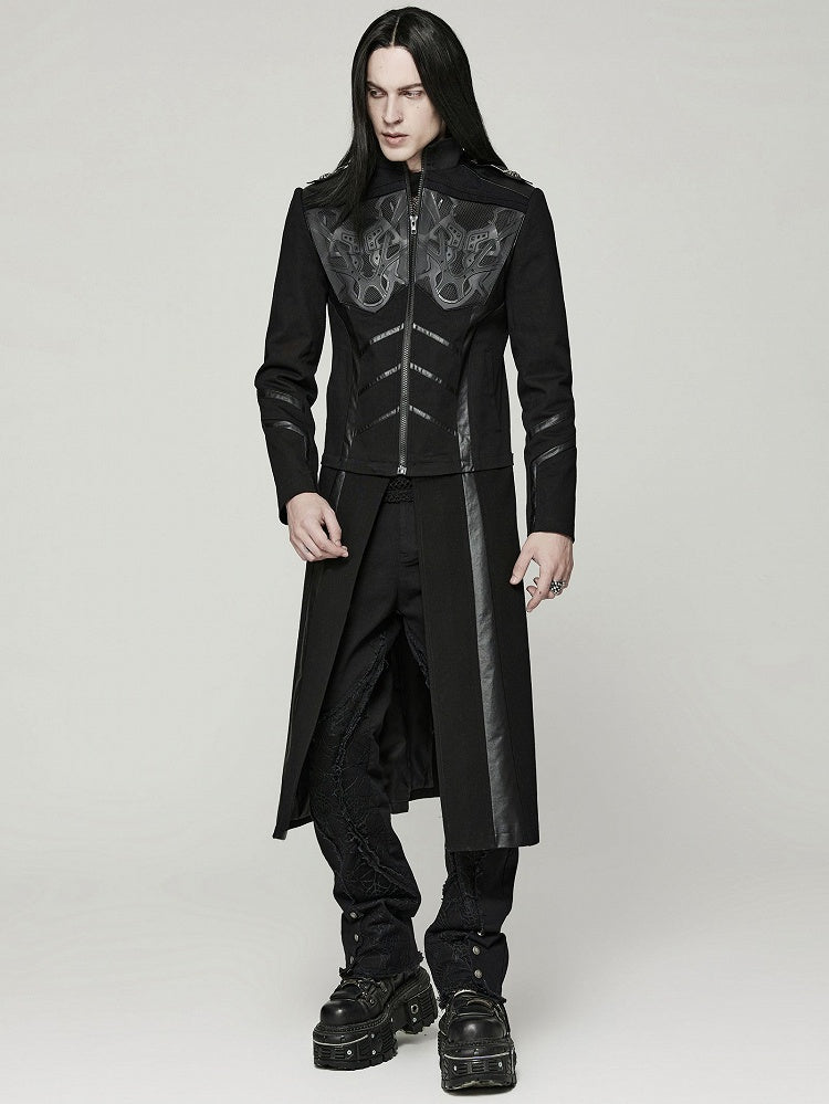 Black Cyber Handsome Jacket Detachable Front Open Skirt