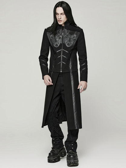 Black Cyber Handsome Jacket Detachable Front Open Skirt