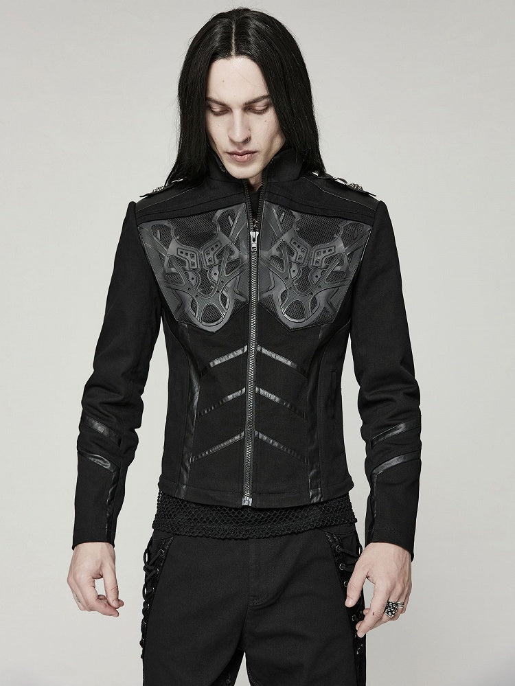 Black Cyber Handsome Jacket Detachable Front Open Skirt