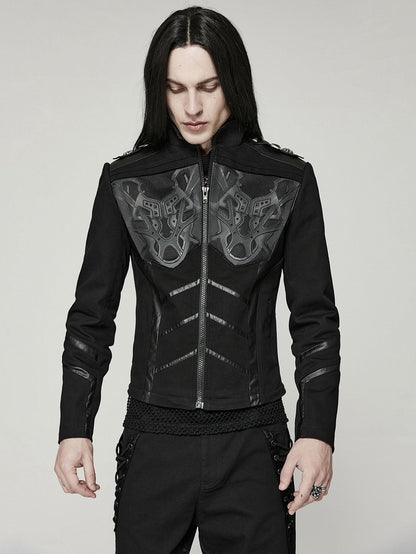 Black Cyber Handsome Jacket Detachable Front Open Skirt