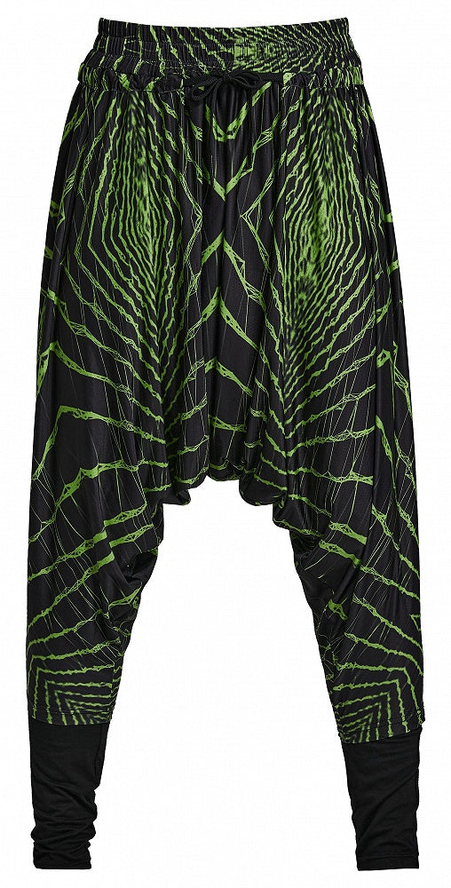 Cyber Knit False Two-Piece Trousers Black and Green