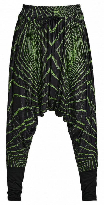 Cyber Knit False Two-Piece Trousers Black and Green
