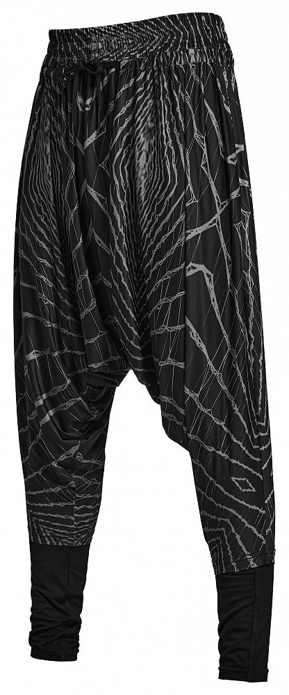 Cyber Knit False Two-Piece Trousers Black and Gray