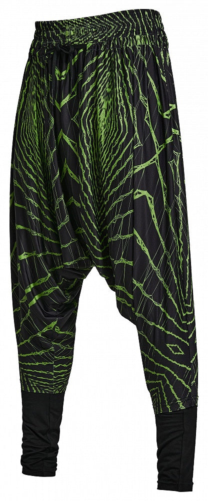 Cyber Knit False Two-Piece Trousers Black and Green