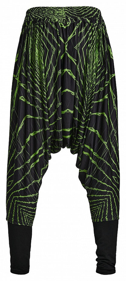 Cyber Knit False Two-Piece Trousers Black and Green