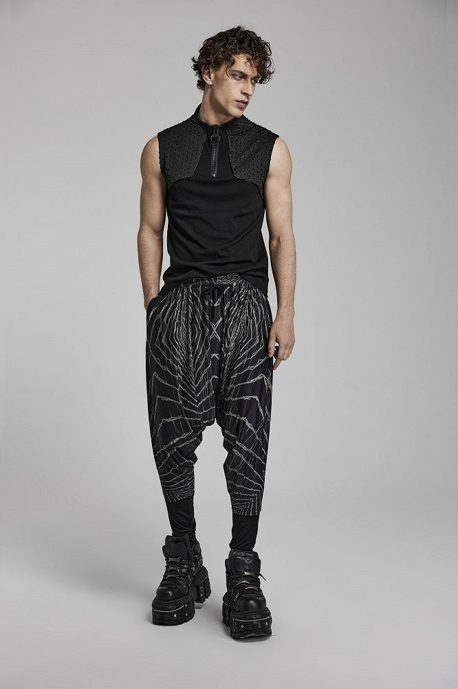 Cyber Knit False Two-Piece Trousers Black and Gray