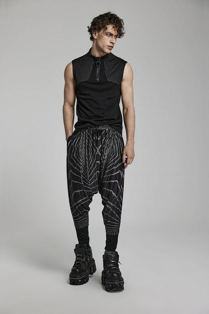 Cyber Knit False Two-Piece Trousers Black and Gray