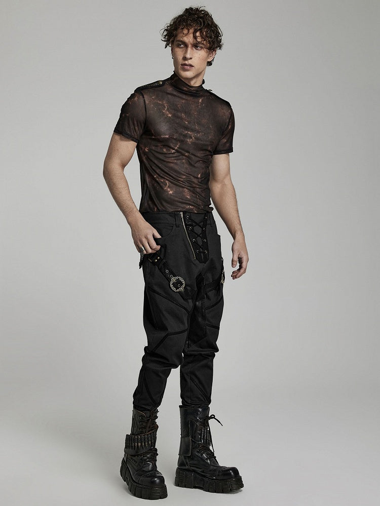 Doomsday Printed Mesh T-shirt Black and Coffee