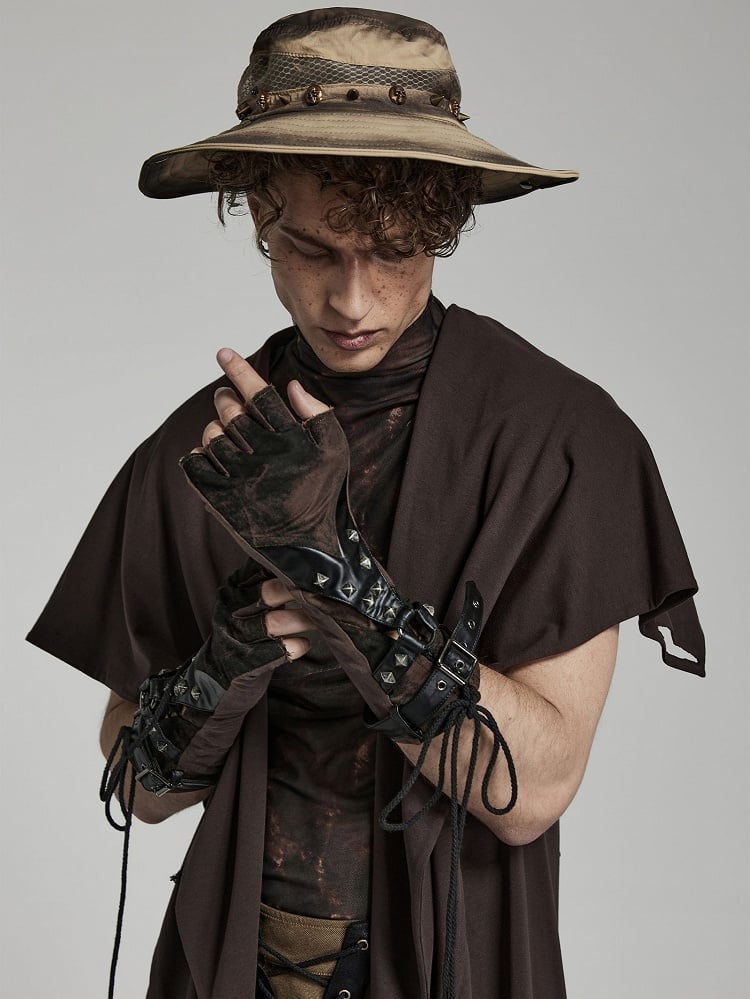 Coffee Punk Hollow-out Design Gloves