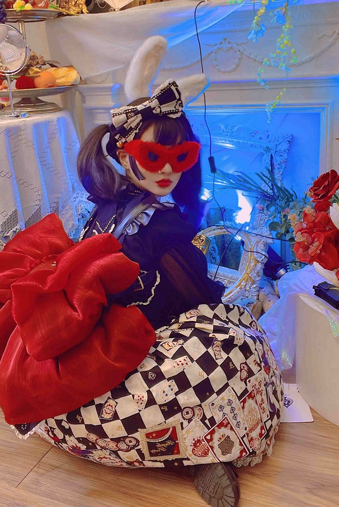 Wine Red Big Bow Backpack Solid Color