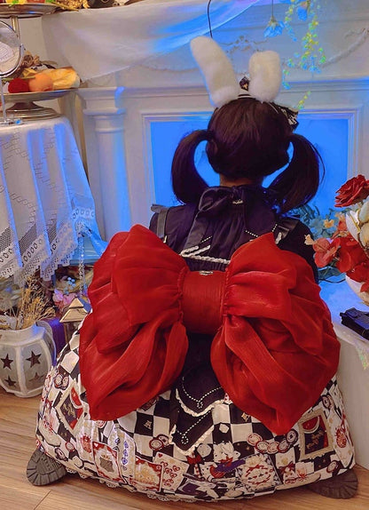 Wine Red Big Bow Backpack Solid Color