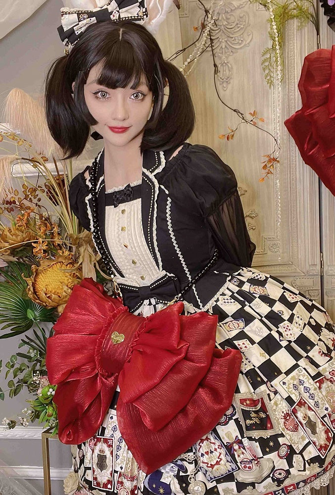 Wine Red Big Bow Backpack Solid Color