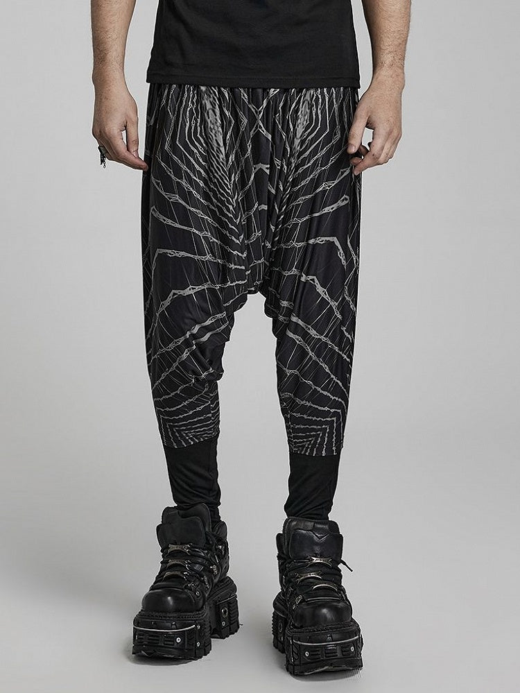 Cyber Knit False Two-Piece Trousers Black and Gray