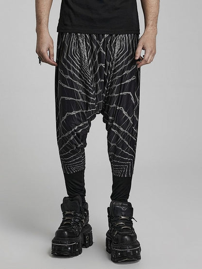 Cyber Knit False Two-Piece Trousers Black and Gray