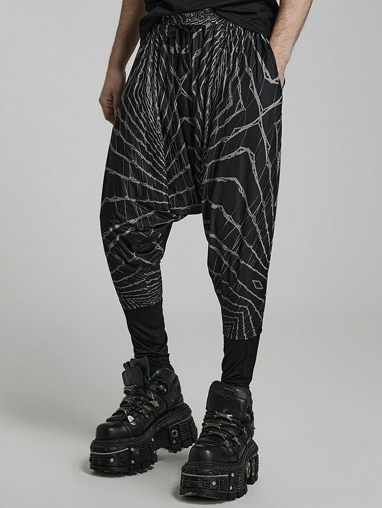 Cyber Knit False Two-Piece Trousers Black and Gray