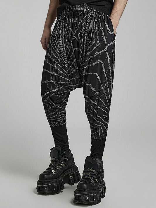 Cyber Knit False Two-Piece Trousers Black and Gray