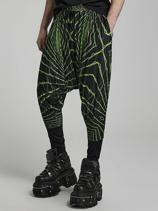 Cyber Knit False Two-Piece Trousers Black and Green
