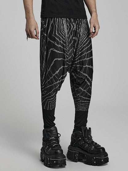 Cyber Knit False Two-Piece Trousers Black and Gray