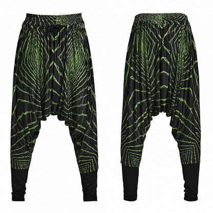 Cyber Knit False Two-Piece Trousers Black and Green