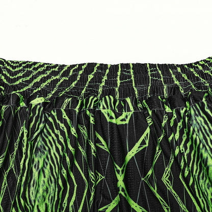 Cyber Knit False Two-Piece Trousers Black and Green