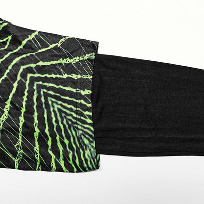 Cyber Knit False Two-Piece Trousers Black and Green