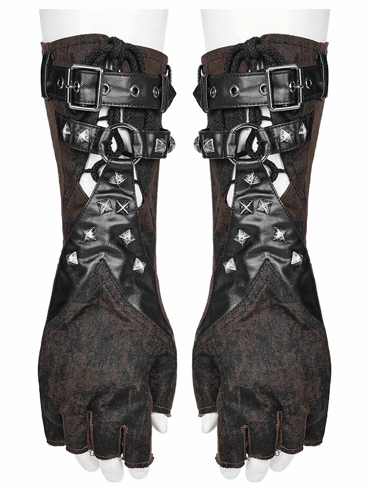 Coffee Punk Hollow-out Design Gloves