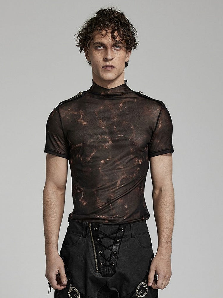 Doomsday Printed Mesh T-shirt Black and Coffee