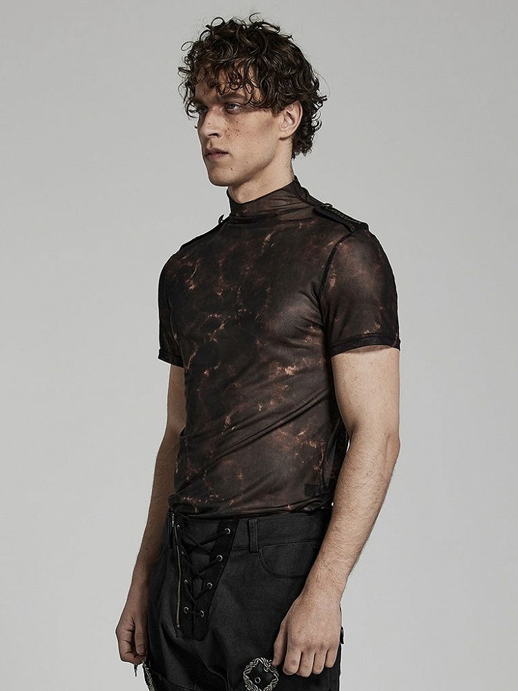 Doomsday Printed Mesh T-shirt Black and Coffee