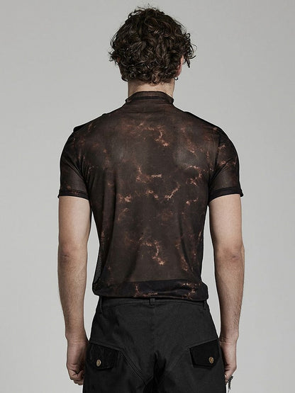 Doomsday Printed Mesh T-shirt Black and Coffee