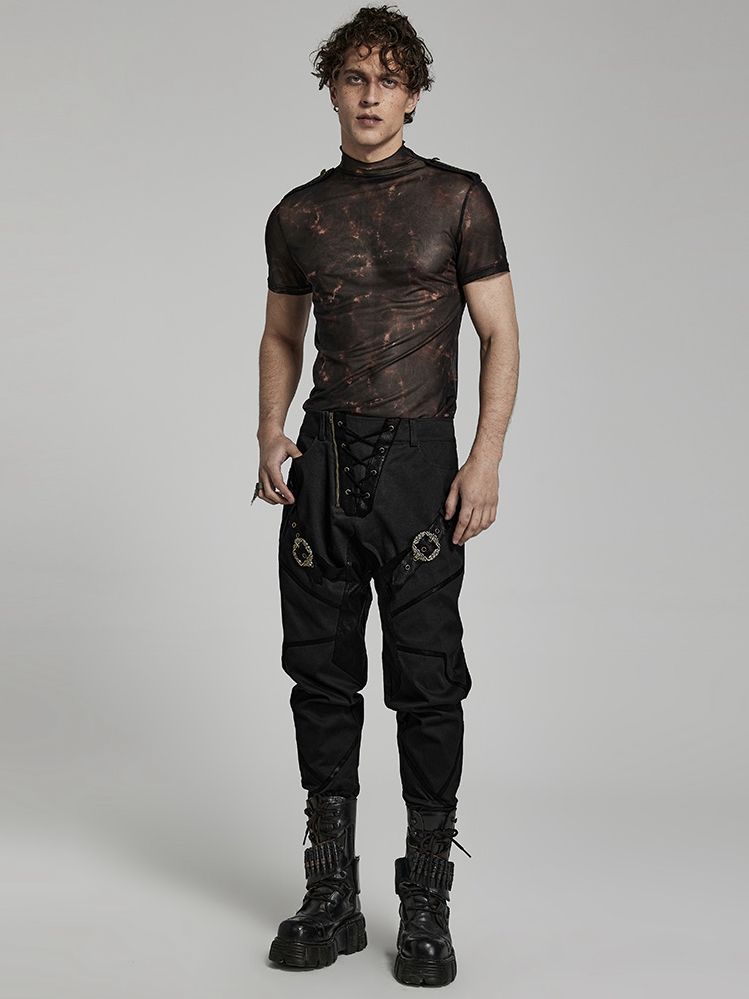 Doomsday Printed Mesh T-shirt Black and Coffee