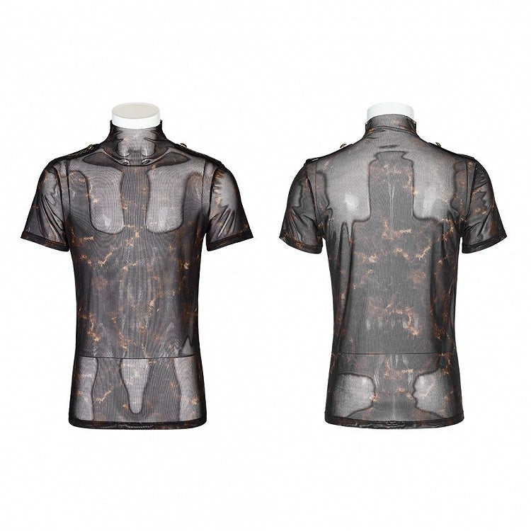 Doomsday Printed Mesh T-shirt Black and Coffee