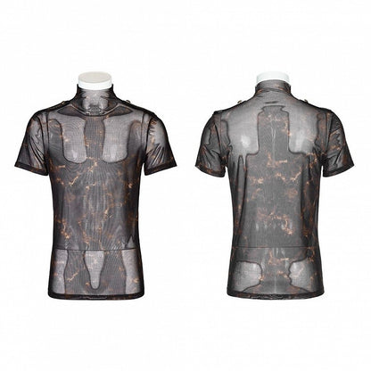Doomsday Printed Mesh T-shirt Black and Coffee
