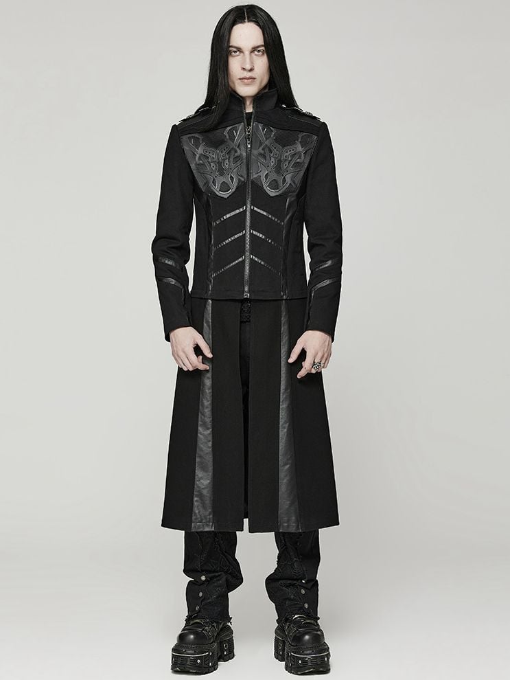 Black Cyber Handsome Jacket Detachable Front Open Skirt