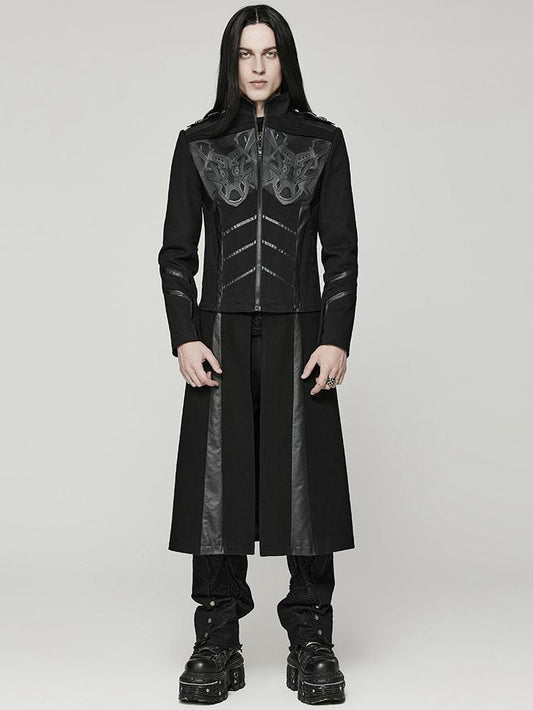 Black Cyber Handsome Jacket Detachable Front Open Skirt