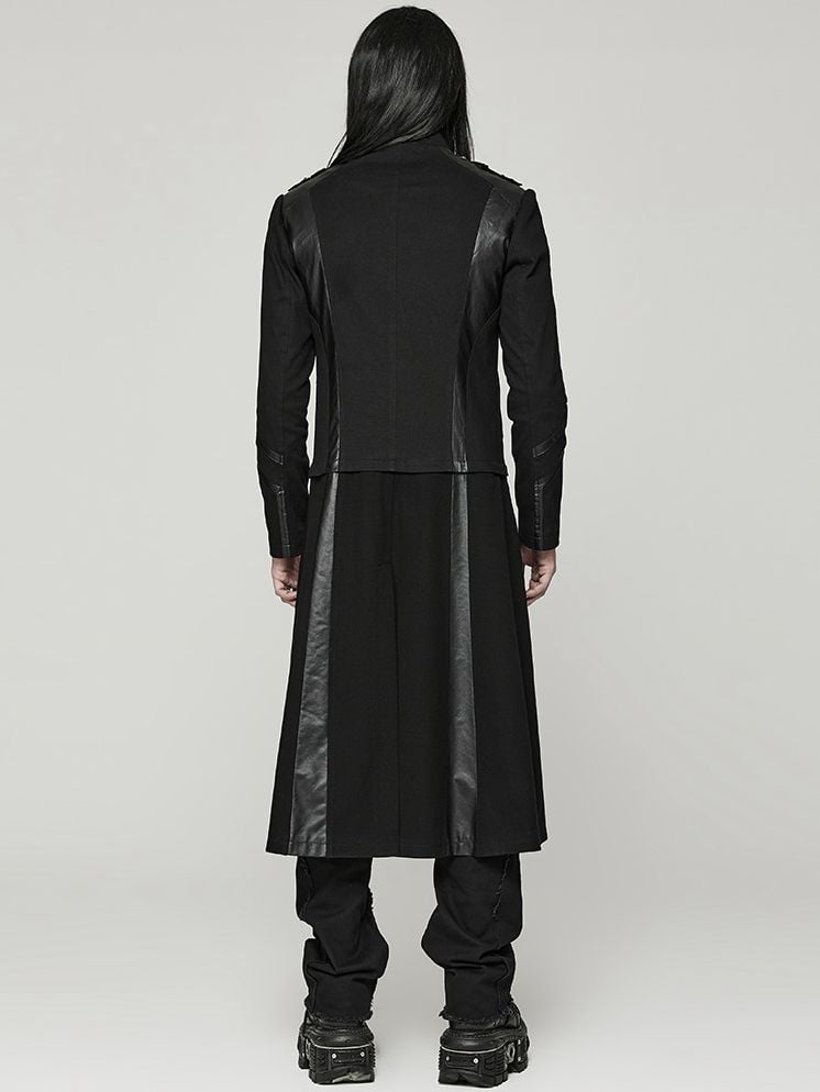 Black Cyber Handsome Jacket Detachable Front Open Skirt