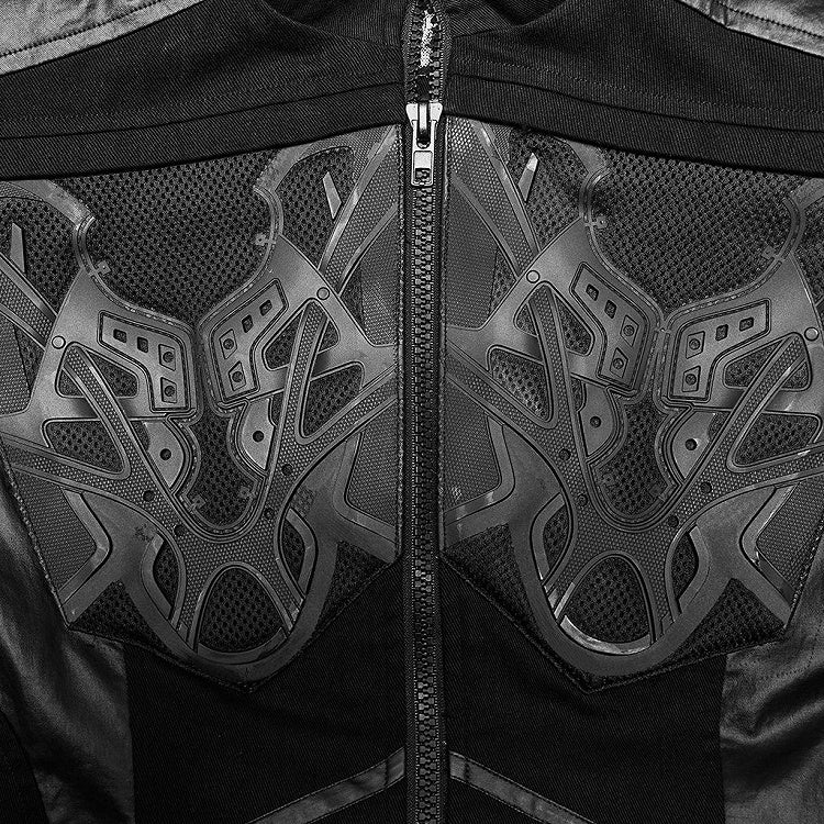 Black Cyber Handsome Jacket Detachable Front Open Skirt